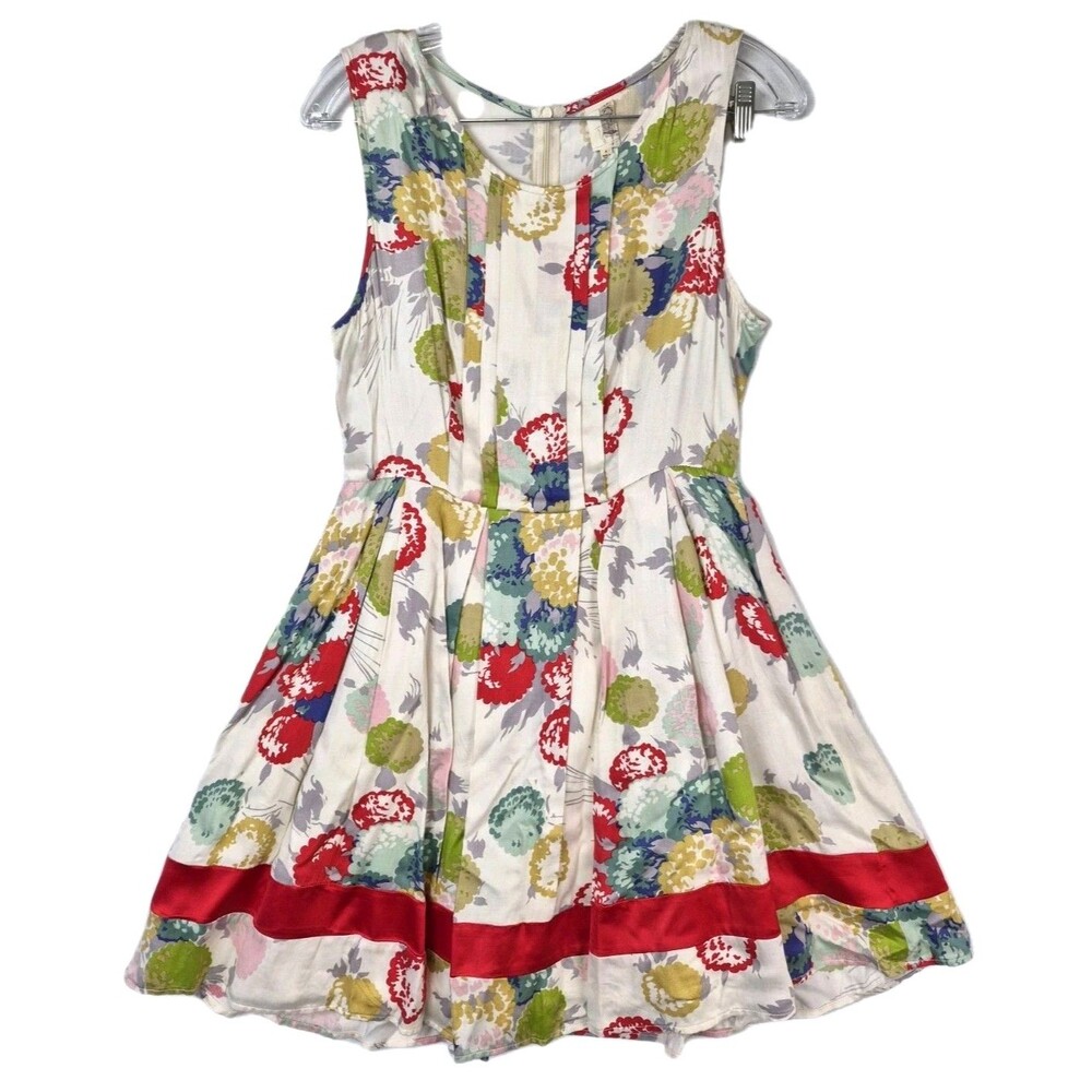 Francesca's Womens Floral Mini Dress Pleated Lined Festival Garden Party Dress